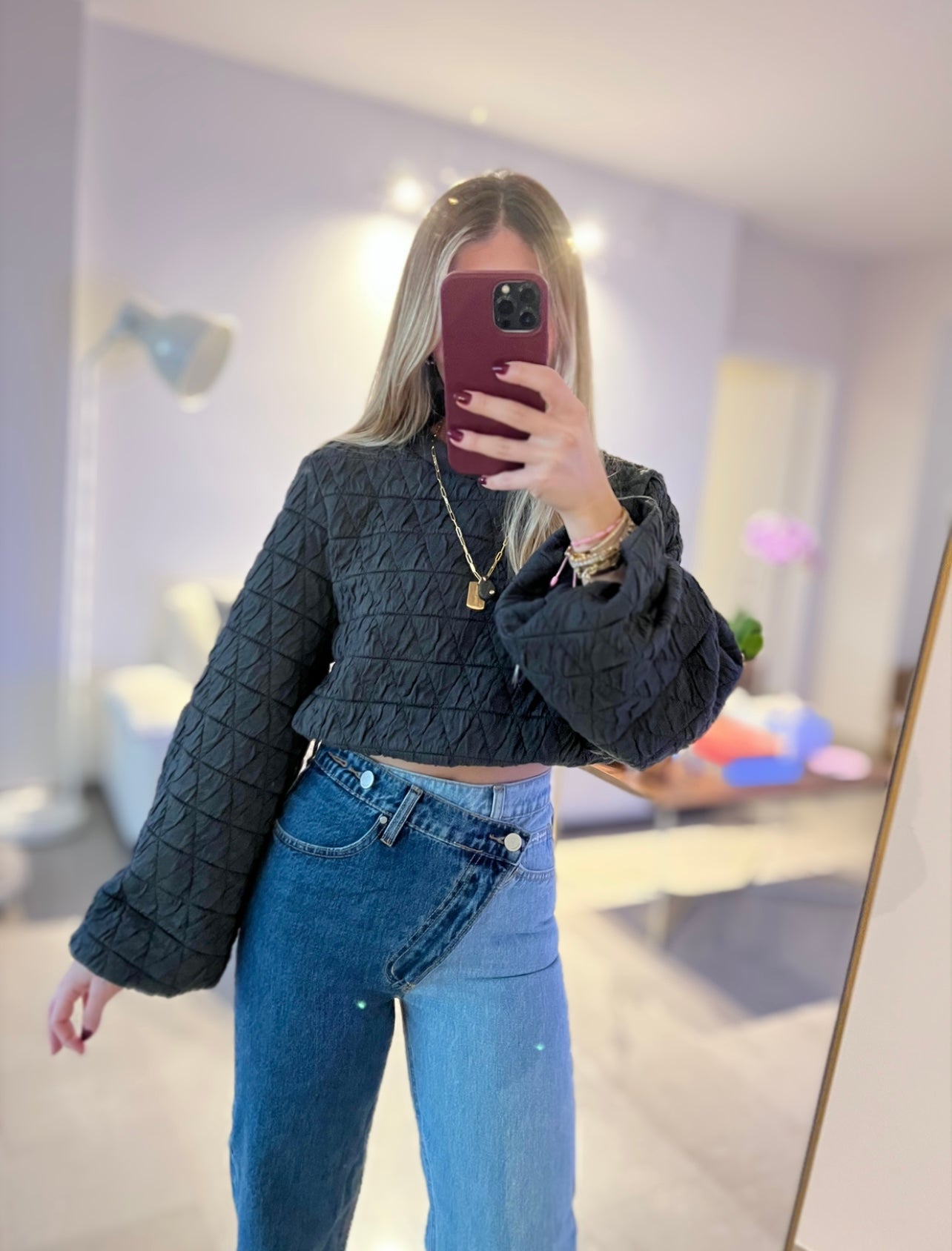 GREY CROPED SWEATSHIRT