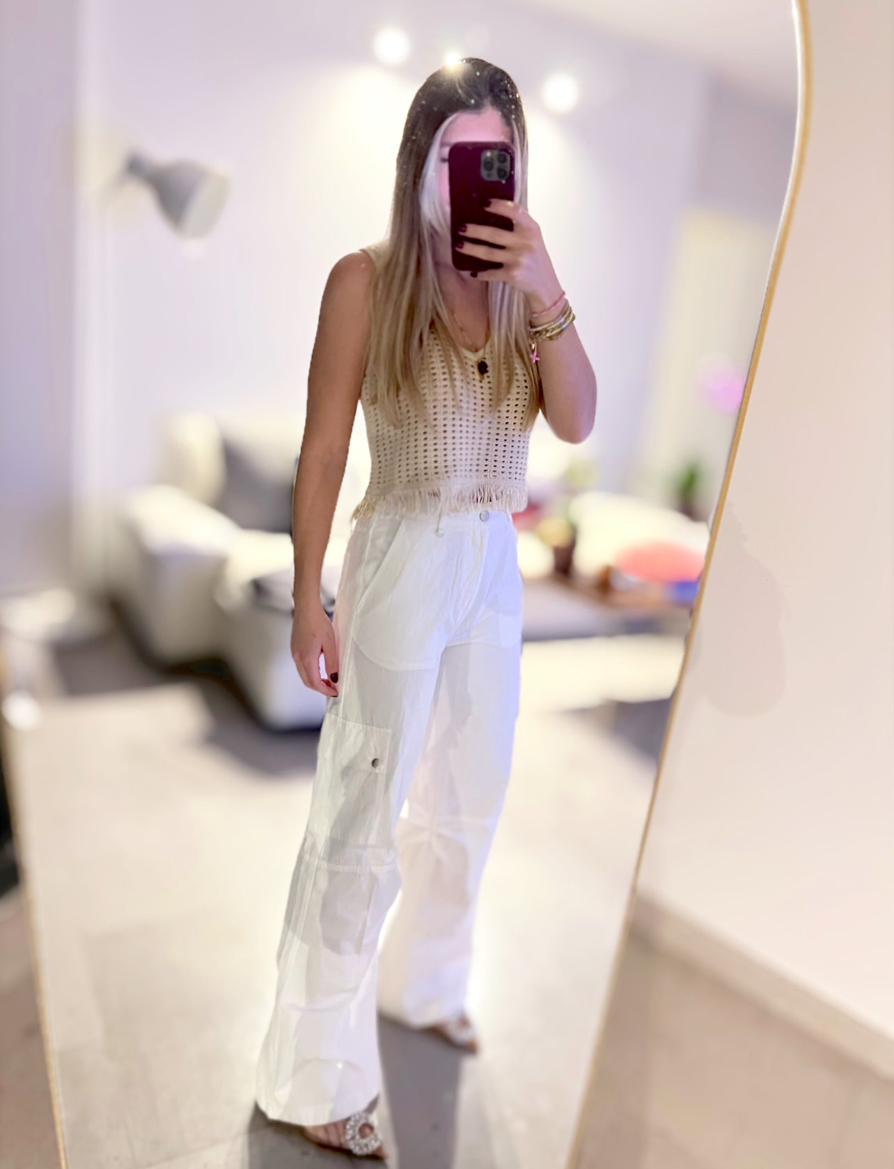WHITE CARGO PANT