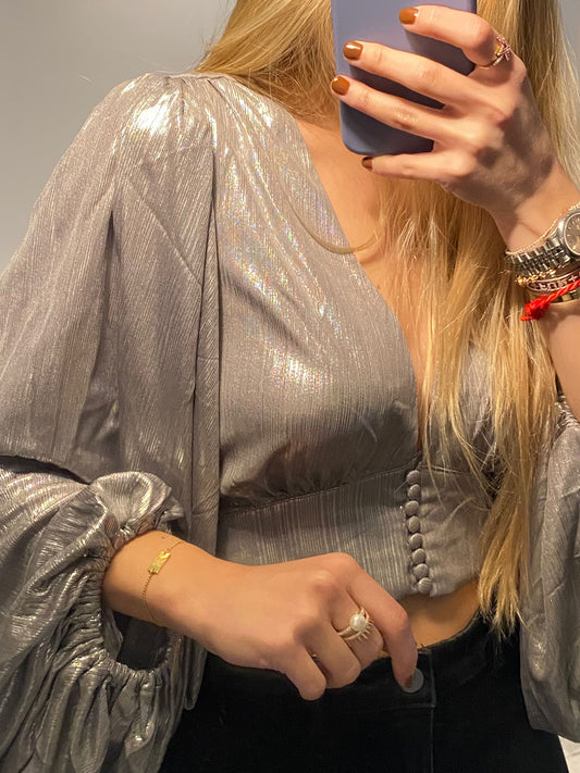 SILVER CROP TOP