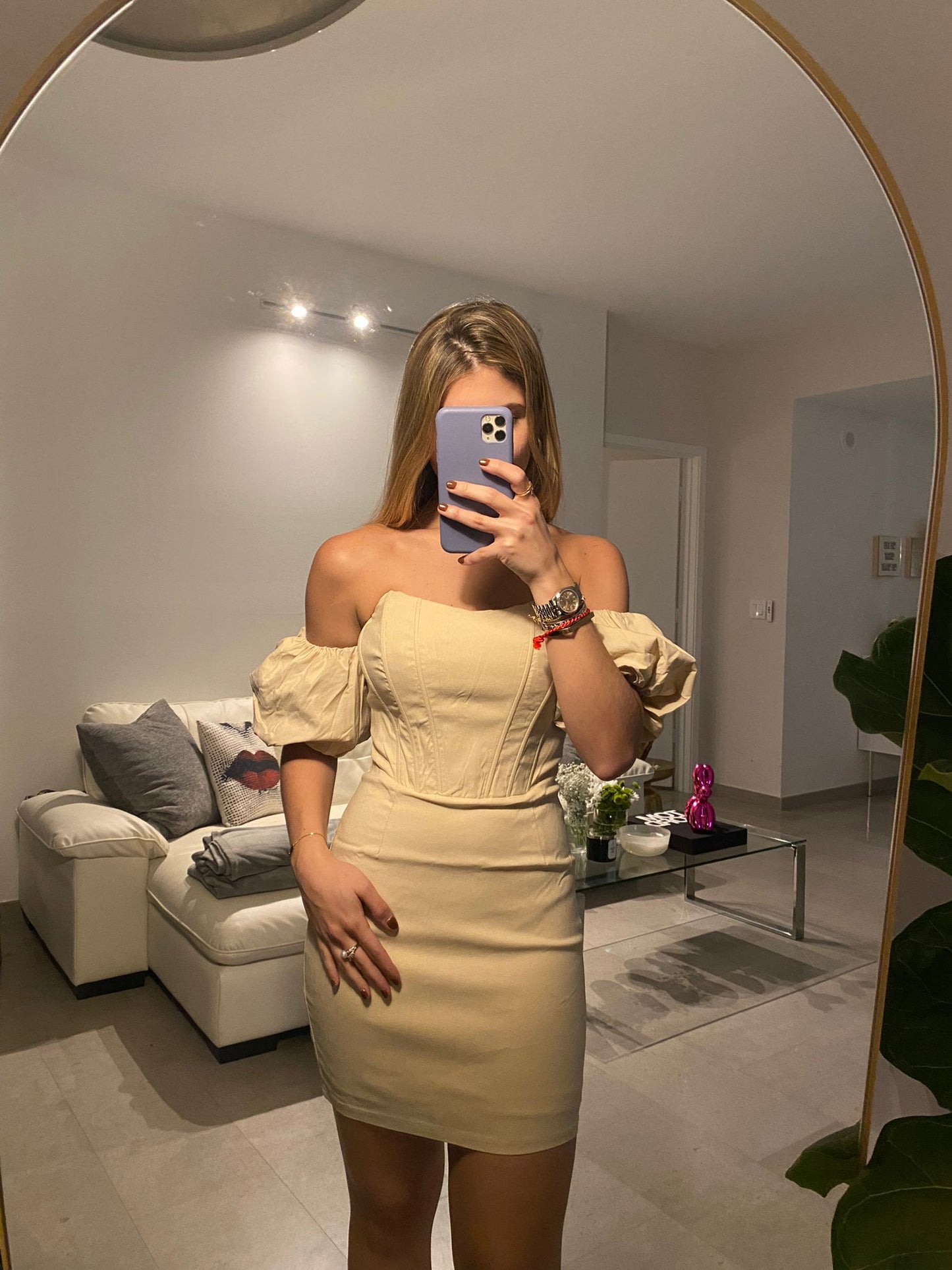 OFF SHOULDER NUDE DRESS
